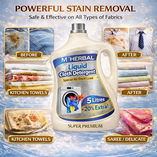 M3HERBAL FRONT-LOAD Liquid Cloth Detergent – Super Premium (5 Litres + 20% Extra)